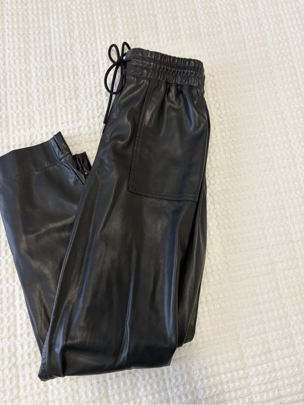 Black Faux Leather Jogger Pants